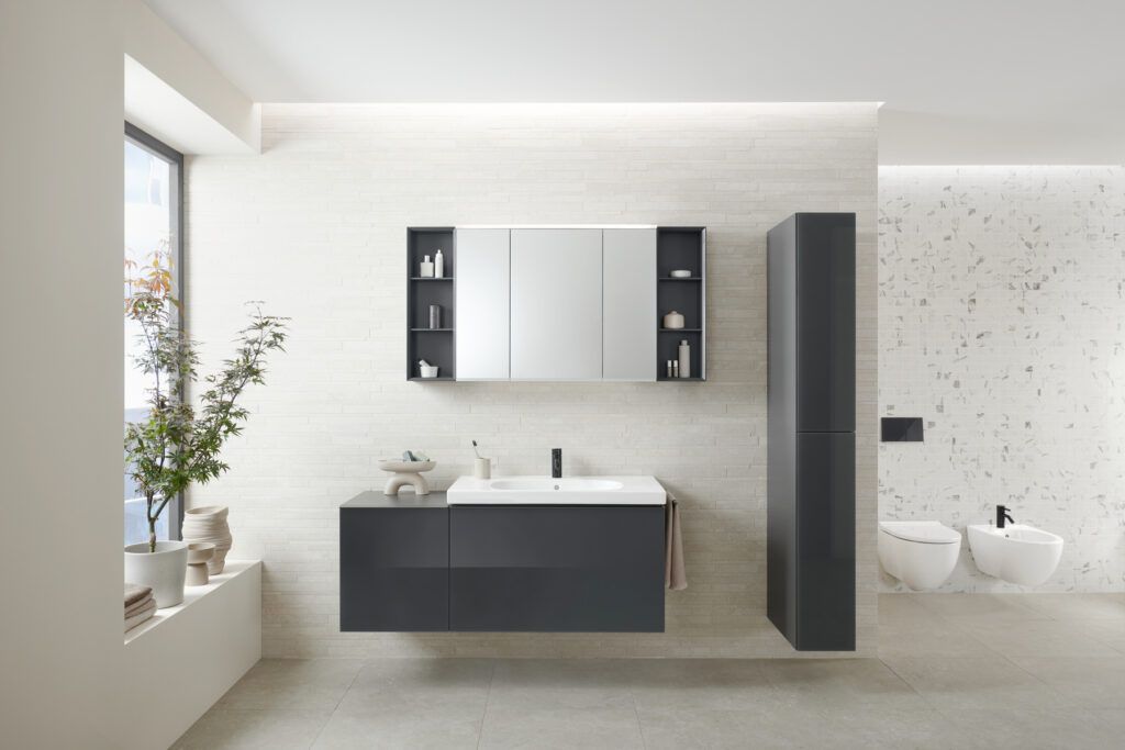 Acanto — meuble sous-vasque suspendu, gris velouté