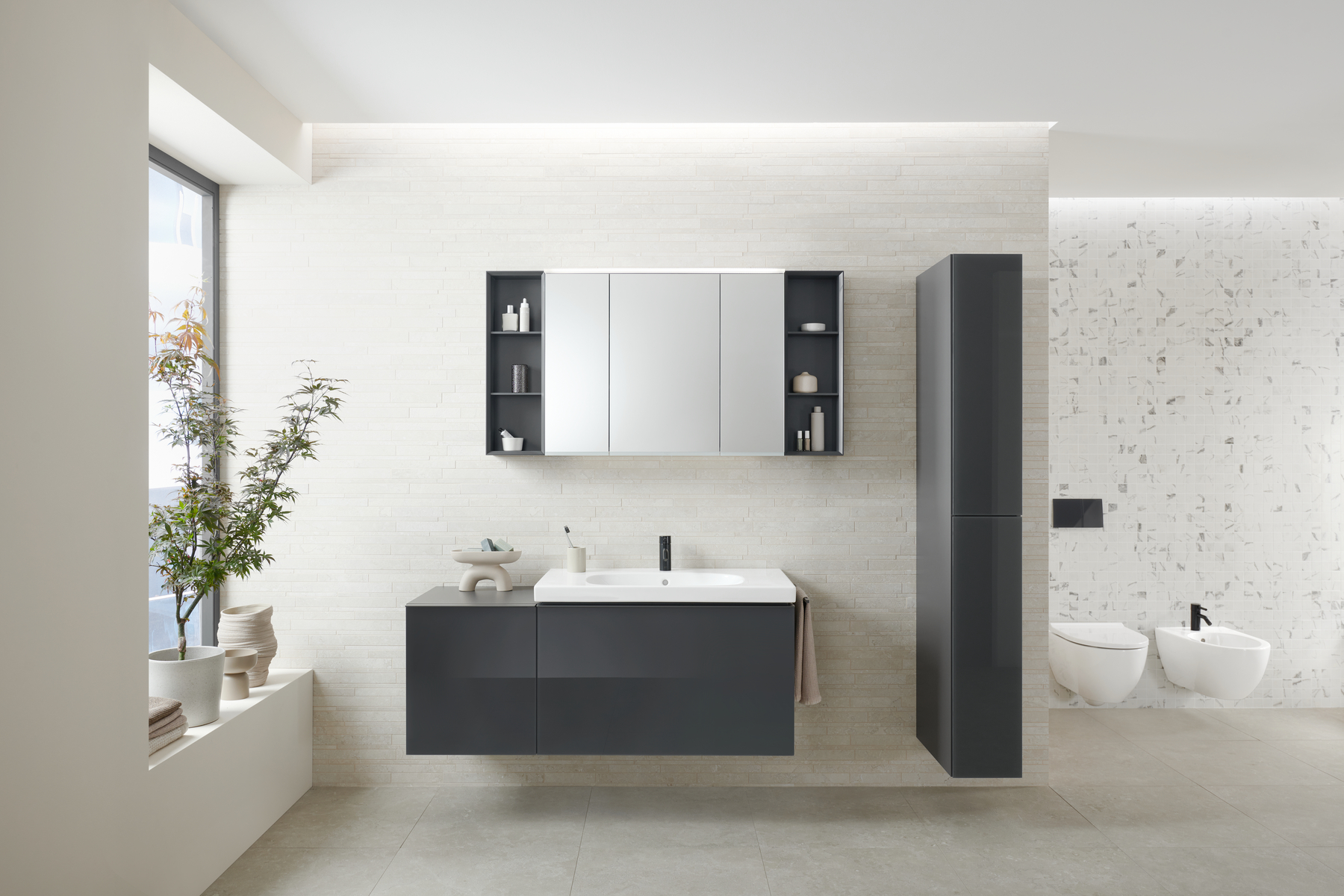 Acanto — meuble sous-vasque suspendu, gris velouté