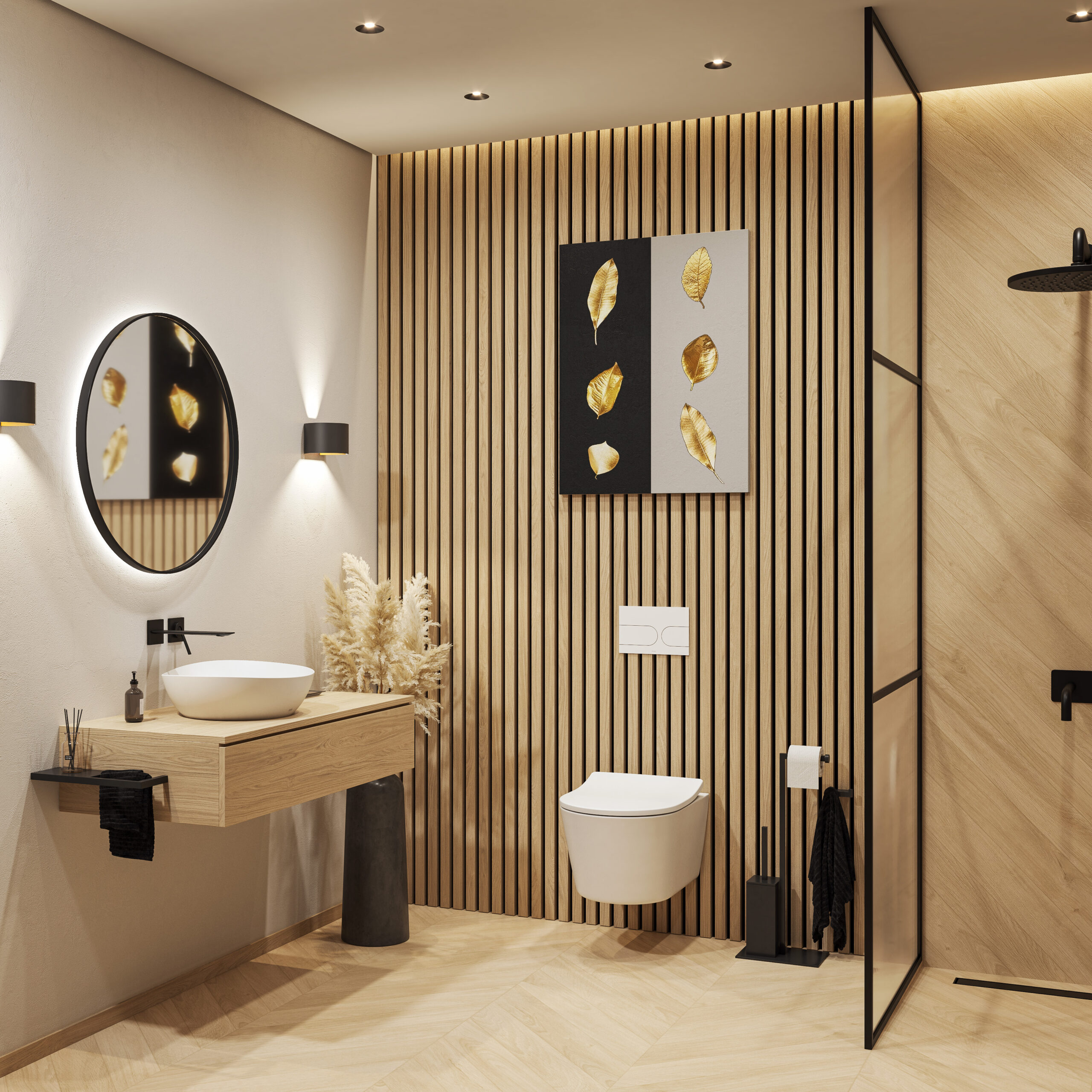 WASHLET RW noir mat sur WC RP, lavabo TA