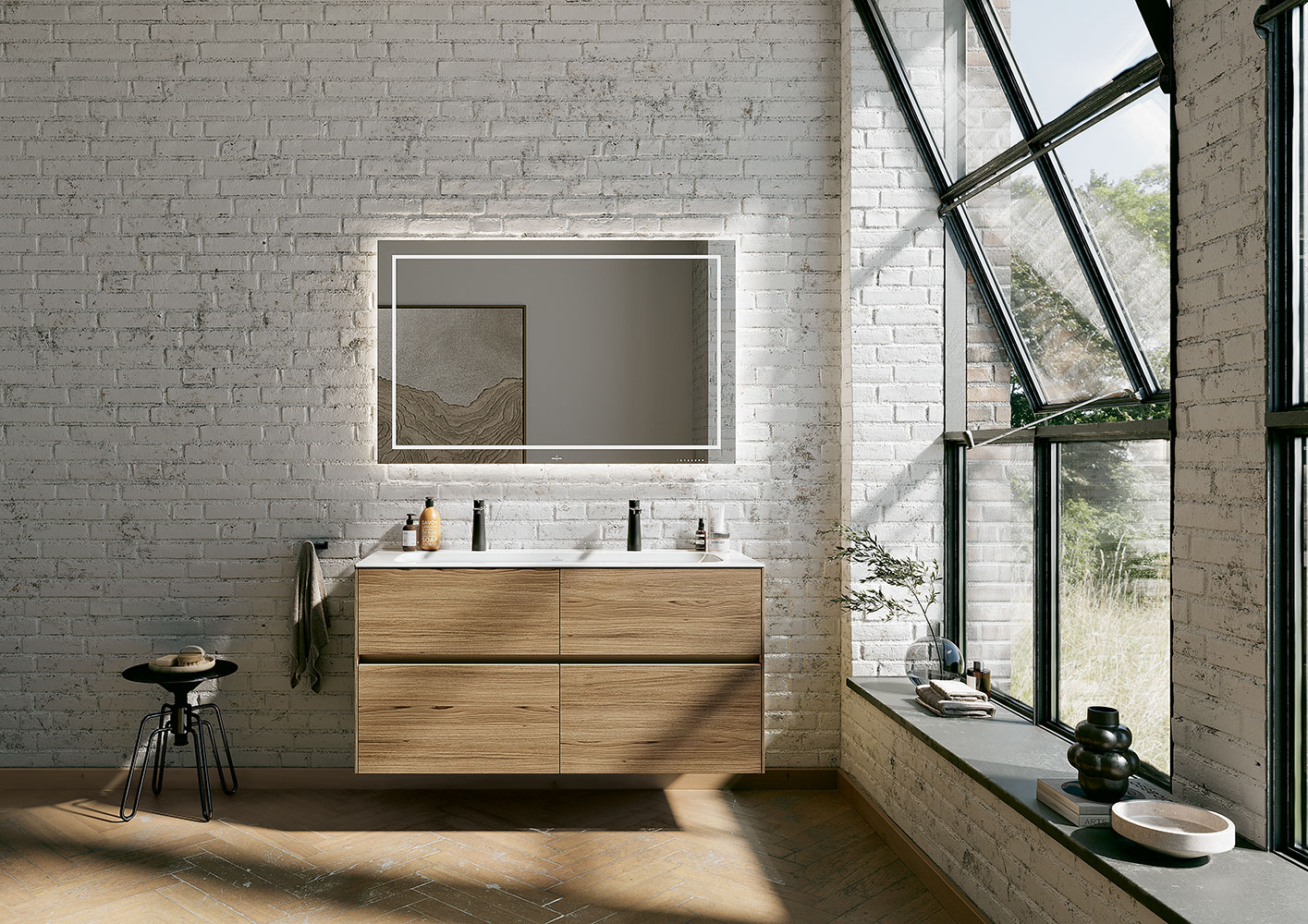Finion (double vasque et miroir éclairé)
